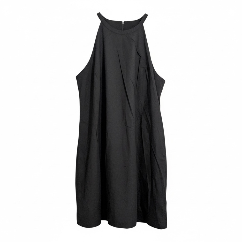 Ann Taylor Women’s Black Mini Cotton Shift Dress Sz 18 Halter Neck Lightweight